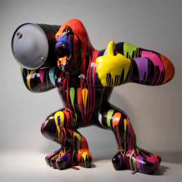 Gloss Looney Style Large Decorative Barrel Carrying Gorilla Sculpture, 190 cm
