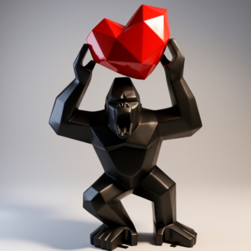 Satin Luxury Decorative Geometric Gorilla Figure