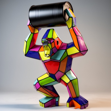 Satin Candy Art Decorative Geometric Gorilla Sculpture, 140 cm