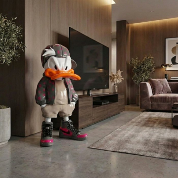 Satin Statement Pop Art Bad Boy Duck Decor, 120 cm