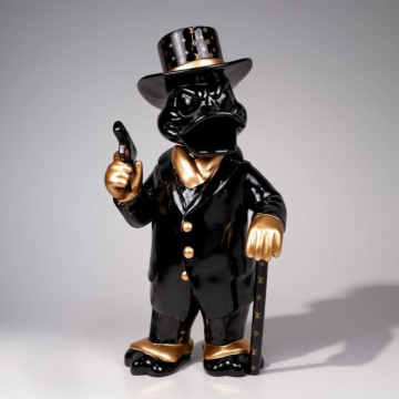 Black Gloss Designer Interior Al Capone Duck Sculpture, 120 cm