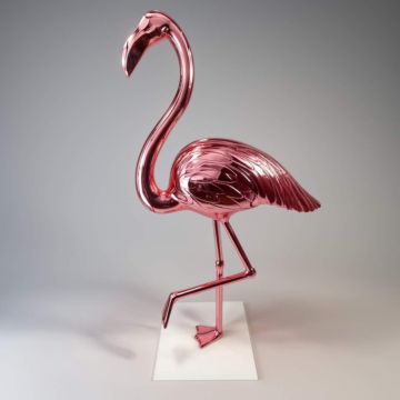 Chrome Flamingo Statement Sculpture, 155 cm