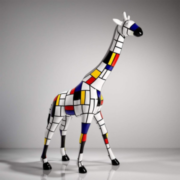 Gloss Mondrian Gallery Style Giraffe Sculpture, 230 cm