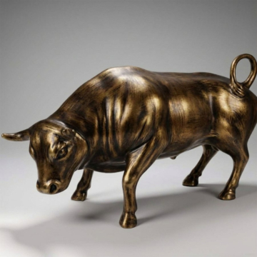 Natural Patina Designer Interior Bull Sculpture, 140 cm