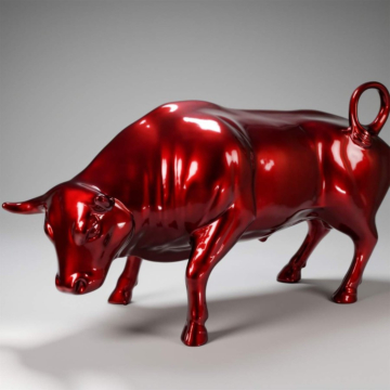 Metallic Bull Statement Sculpture