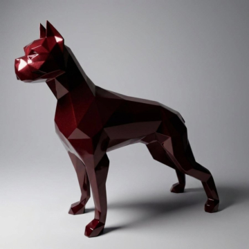 Metallic Geometric Dog Statement Sculpture