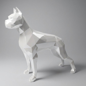 White Gloss Geometric Dog Statement Sculpture, 170 cm