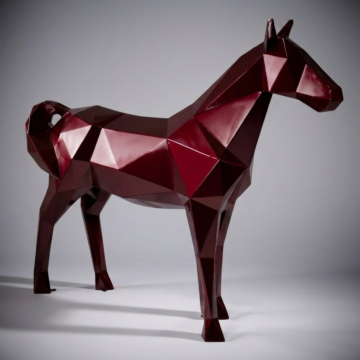 Metallic Geometric Horse Statement Sculpture